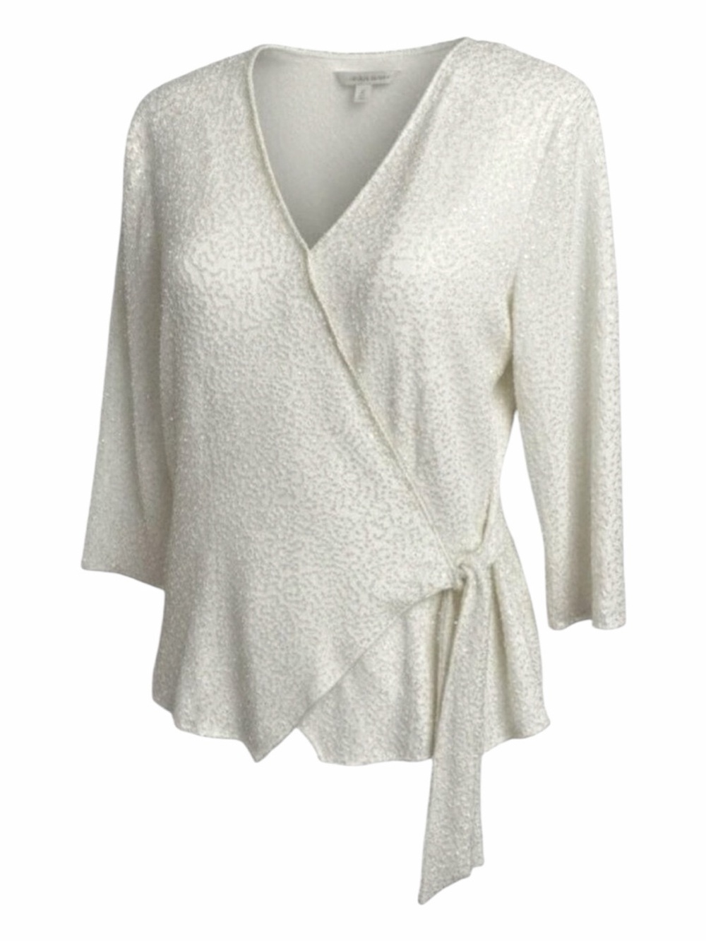Beaded Cocktail Blouse Wrap Ivory Women’s Size 10P Formal Evening Wear